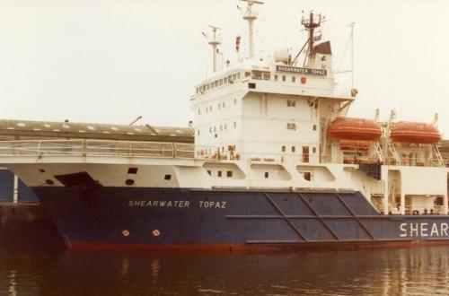 Colour Photograph Showing The Supply Vessel 'Shearwater Topaz' In Aberdeen Harbour