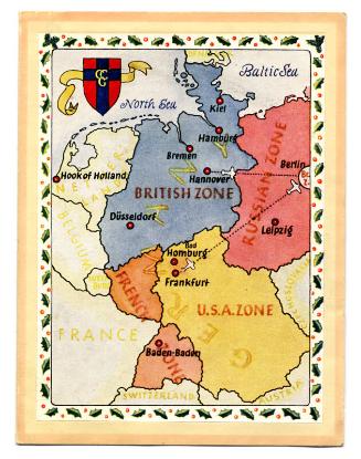 Christmas Card showing Allied Zones in Germany