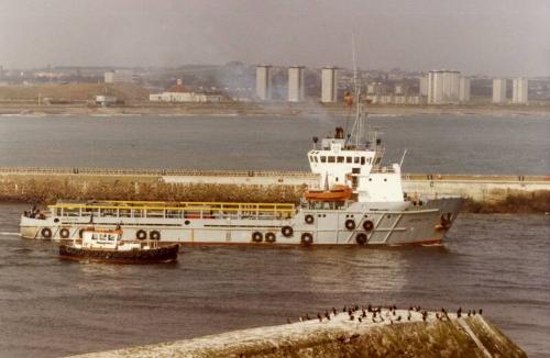 Colour Photograph Showing Supply Vessel 'Ostertor' Leaving Aberdeen Harbour