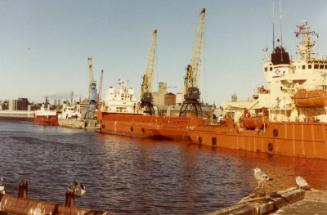 Colour Photograph Showing A Number Of Supply Vessels In Aberdeen Harbour