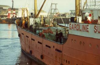 Colour Photograph Showing A Gardline Survey Vessel In Aberdeen Harbour