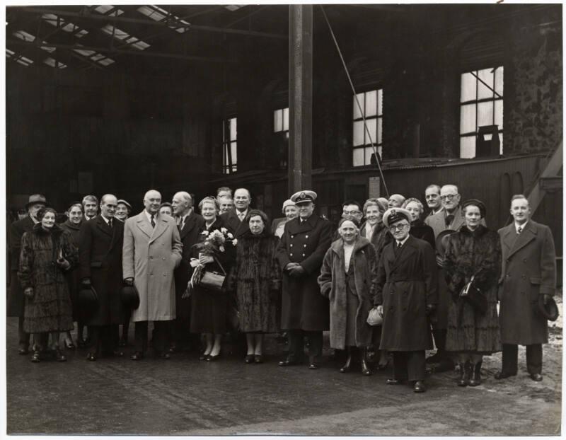 Black and white photographs Showing Launch Of The Collier 'ewell' Built At Hall Russell In 1958