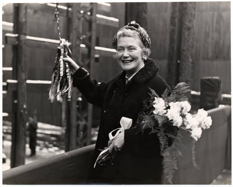 Black and white photographs Showing Launch Of The Collier 'ewell' Built At Hall Russell In 1958