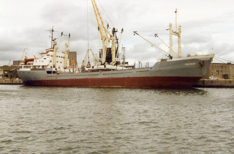 Colour Photograph Showing The Cargo Vessel 'themar' In Aberdeen Harbour