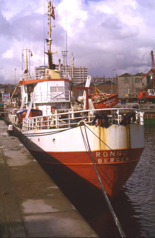 colour slide showing the vessel Rongos of Bergen in Aberdeen harbour