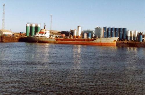 Colour Photograph Showing The Vessel 'ludwig' In Aberdeen Harbour, Mud Tanks In Background