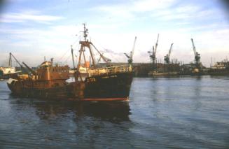 colour slide showing the trawler Admiral Drake in Aberdeen harbour