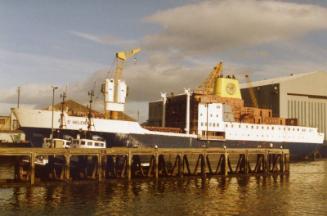 Colour Photograph Showing The Vessel 'st Helena' Fitting Out Ataberdeen Harbour After Launching