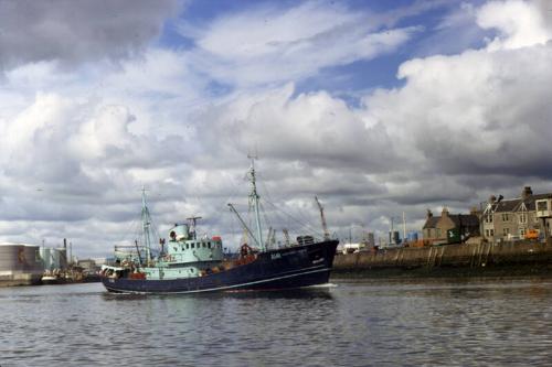 colour slide showing the trawler Alexander Bruce in Aberdeen harbour