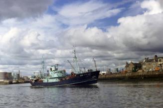 colour slide showing the trawler Alexander Bruce in Aberdeen harbour