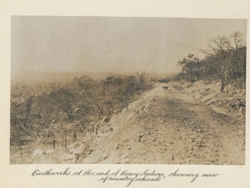 Earthworks at the end of the Heavy Section, showing view of country ahead.