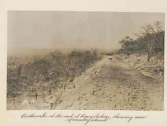 Earthworks at the end of the Heavy Section, showing view of country ahead.