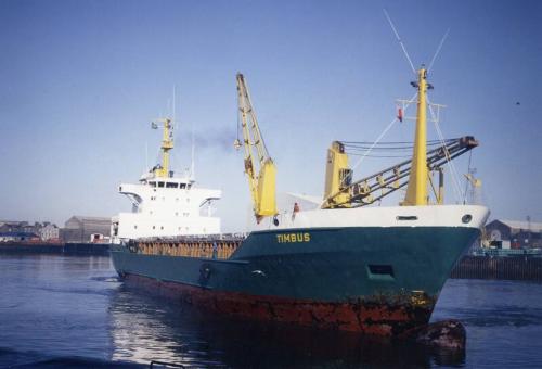 Colour Photograph Showing The Cargo Vessel 'timbus' In Aberdeen Harbour