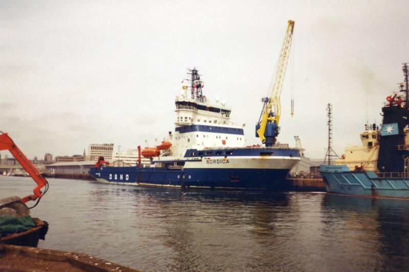 Colour Photograph Showing The Offshore Support Vessel 'Nordica' In Aberdeen Harbour