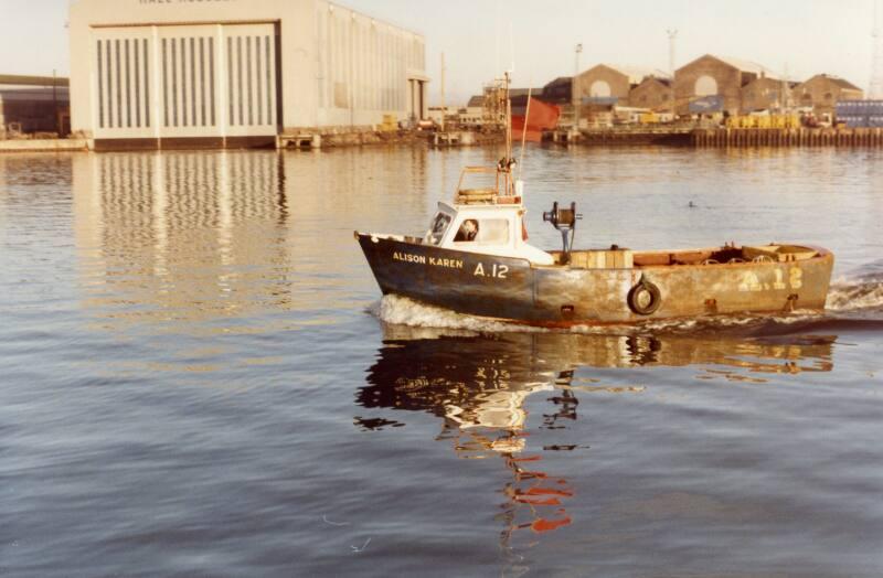 Colour Photograph Showing The Small Fishing Vessel 'alison Karen' Passing Hall Russell, Aberdeen