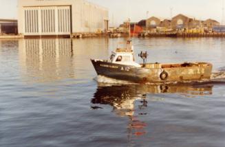 Colour Photograph Showing The Small Fishing Vessel 'alison Karen' Passing Hall Russell, Aberdeen