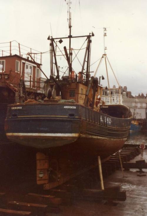 Colour Photograph Showing The Aberdeen Fishing Vessel 'derona' Sold In 1984