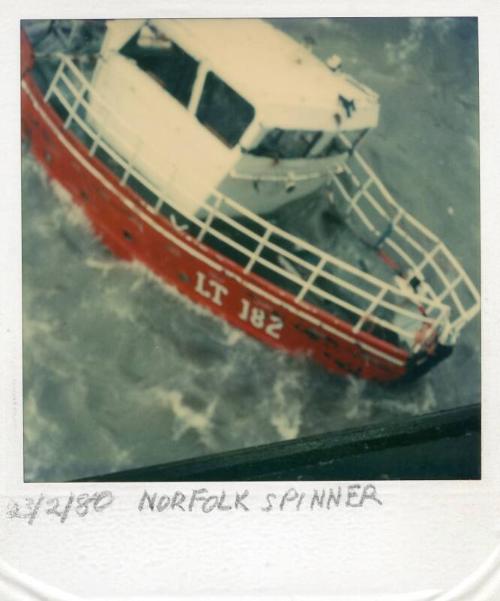 Colour Photograph Showing The Lowestoft Fishing Vessel 'norfolk Spinner' Half Sunk