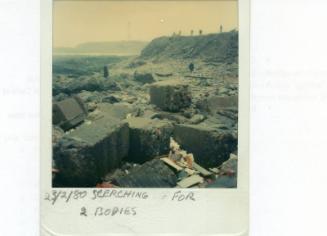 Colour Photograph Showing People Searching Along Greyhope Bay For Bodies, From Norfolk Spinner