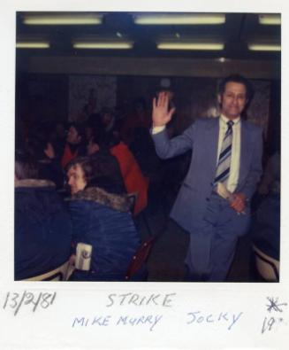 Colour Photograph Showing Mike Murray And Various Other Men At A Meeting, Fishermen's Strike