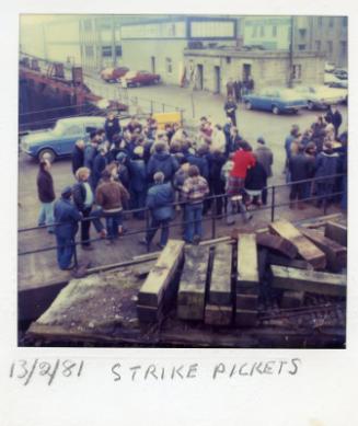 Colour Photograph Showing Fishermen Picketing At Aberdeen