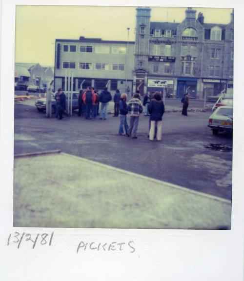 Colour Photograph Showing Fishermen Picketing At Aberdeen Harbour