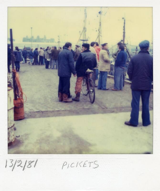 Colour Photograph Sh0wing Fishermen Picketing