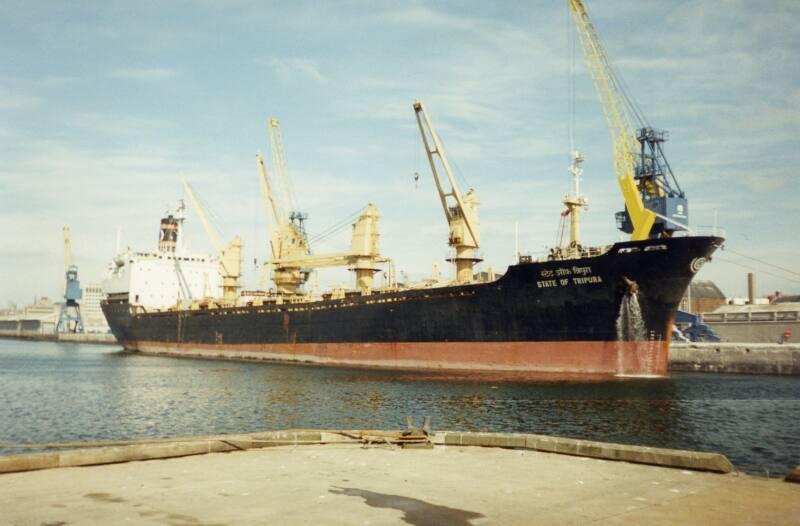 Colour Photograph Showing The Bombay Cargo Vessel 'state Of Tripura' In Aberdeen Harbour