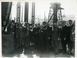 Black and white photograph showing guests at launch of 'nordpol'