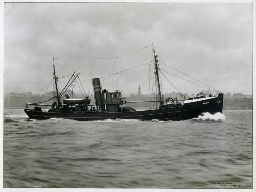 Black and white photograph showing view of starboard side of 'bluff'