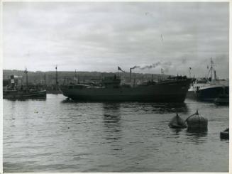 View of starboard side of Godetia just after launching