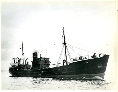 View showing starboard side of Godetia at sea