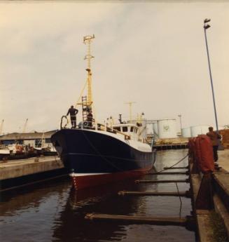 Colour photograph showing unidentified fishing vessel, possibly Jasirene