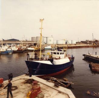 Colour photograph showing unidentified fishing vessel, possibly Jasirene