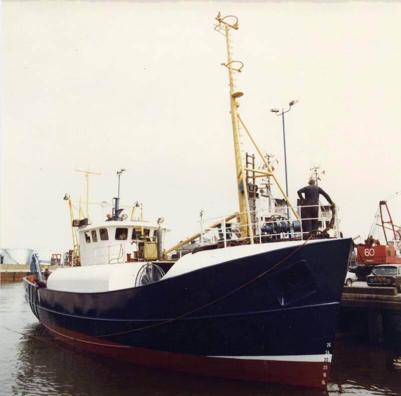 Colour photograph showing unidentified fishing vessel, possibly Jasirene