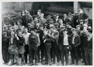 Photograph showing shipyard staff at the launch of the trawler Mount Melleray