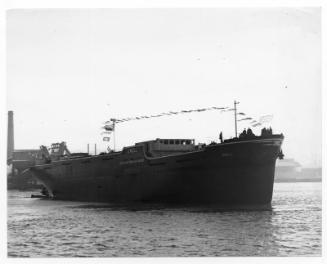 Black and white photographs Showing Launch Of The Collier 'ewell' Built At Hall Russell In 1958