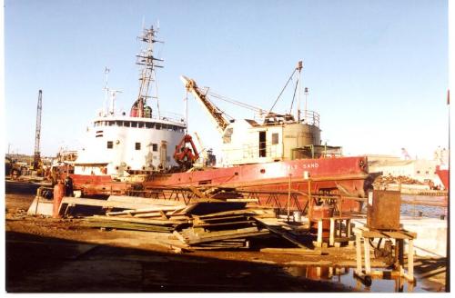 Colour Photograph Showing The Dredger 'ribble Sand' In Aberdeen Harbour