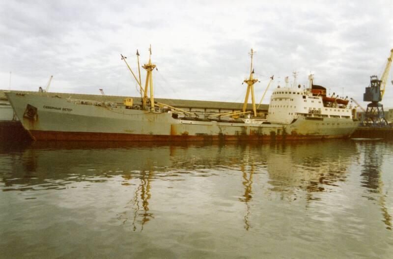 Colour Photograph Showing A Russian Cargo Vessel In Aberdeen Harbour