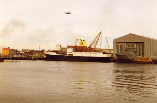 Colour Photograph Showing The Vessel 'st Helena' At Hall Russell Fitting Out After Launching