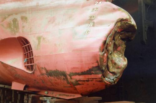 Colour Photograph Showing Damage To The Stern Of The Banff Fishing Vessel 'radiant Star'