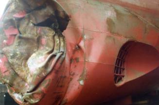 Colour Photograph Showing Damage To The Stern Of The Fishing Vessel 'radiant Star'