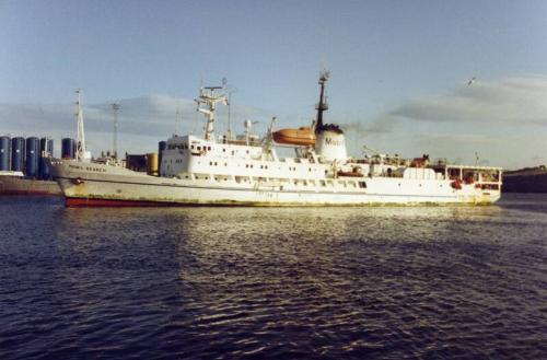 Colour Photograph Showing The Survey Vessel MOBIL SEARCH In Aberdeen Harbour