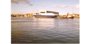 Colour Photograph Showing The Launch Of The Cargo/Passenger Vessel 'st Helena' At Hall Russell