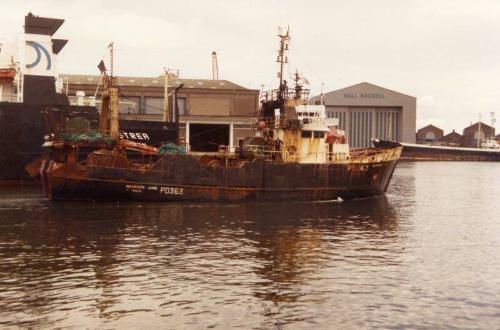 Colour Photograph Showing The Peterhead Registered Trawler 'maureen June'in Aberdeen Harbour