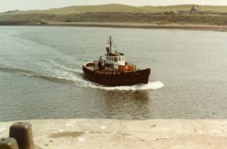 Colour Photograph Showing A Small Fishing Vessel In Aberdeen Harbour