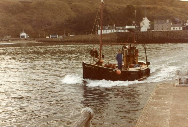 Colour Photograph Showing Inshore Fishing Vessel 'guiding Star'leaving Harbour, Probably Stonehaven