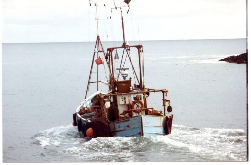 Colour Photograph Showing Inshore Fishing Vessel Approaching Harbour, Probably Stonehaven