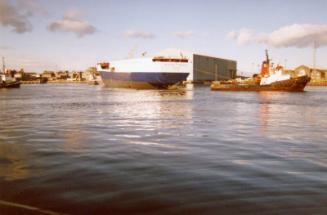 Colour Photograph Showing The Cargo And Passenger Vessel 'st Helena' Being Launched At Hall Russell