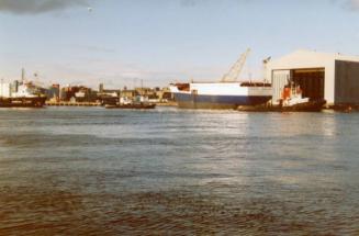 Colour Photograph Showing The Cargo/Passenger Vessel 'st Helena after Launching At Hall Russell